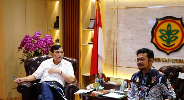 Menko Luhut Bahas Food Estate di Kementan, Minta PUPR Segera Bangun Irigasi dan Infrastruktur Lainya